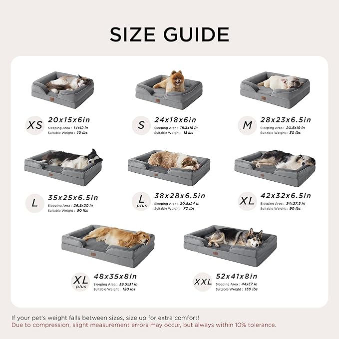 Bedsure Orthopedic Dog Beds for Small Dogs - Washable Small Dog Cat Bed Waterproof, Comfort Pet Couch Sofa with Washable Removable Cover, Pets Bed with Nonskid Bottom, Moss Green, 24"