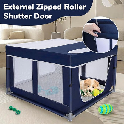 42 × 42 inch Dog Playpen with Pee Pad, Soft Puppy Playpen, 25 Height Pet Playpen for Small Dogs and Small Animals, Dog Fence Indoor, Play Yard with Zipper Door