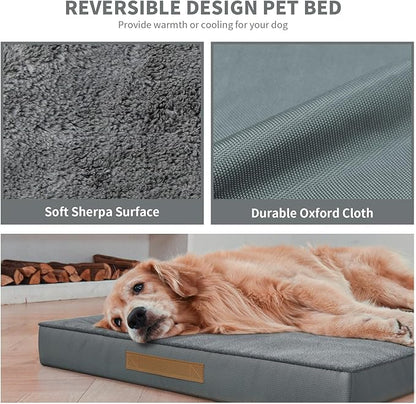 Orthopedic Dog Bed for Large Dogs, Plush Washable Pet Bed for Large Size Dogs with Egg Crate Foam & Removable Oxford Cover, 36x27 Inch, Gray