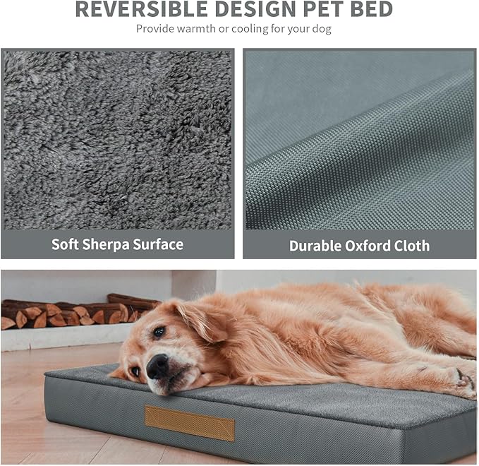 Plush Dog Bed for Medium Dogs, Waterproof Dog Crate Mat Orthopedic Egg Crate Foam Pet Bed with Washable Removable Oxford Cover, Gray
