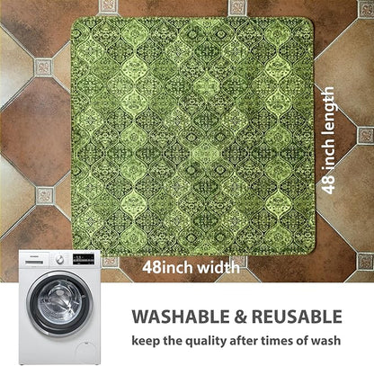 nunubaby Washable Pee Pads for Dogs, Stylish, Non-Slip and Leak-Proof Pee Pads. Reusable Potty Pads for Dogs for Crates and Floors.(Green/Multi, 48" x48" )