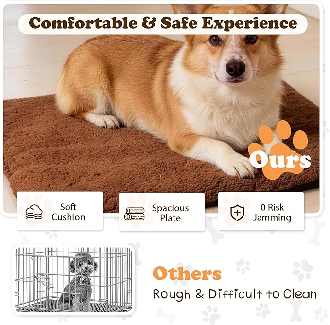 Dog Crate Furniture with Thick Cushion, Side End Table Wooden Dog Cage with Double Doors, Chew-Resistant Dog Kennel Dog House Indoor for Small to Large Dog