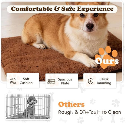 Dog Crate Furniture with Thick Cushion, Side End Table Wooden Dog Cage with Double Doors, Chew-Resistant Dog Kennel Dog House Indoor for Small to Large Dog