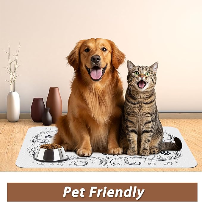 Home is Where My Dog is Dog Food Mat for Floors,Absorbent Quick-Dry Pet Feeding Mat,Cat Dog Bowl Mats for Food and Water,Non-Slip Pet Accessories Supplies 16"x24"