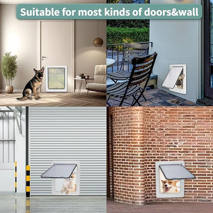 Large Doggie Door with Magnetic Locking Panel for Home Security - Durable & Weatherproof Outer Size 16.9x14in for Medium to Large Dogs, Cats, Pets. Easy to Install