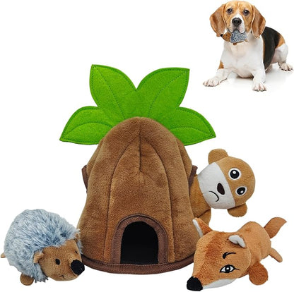 Squeaky Dog Toys, Stuffed Large Dog Toys to Keep Them Busy, Interactive Plush Chew Toys with Crinkle Paper, Tough Pet Animal Toys for Small Medium Large (4 Pack)
