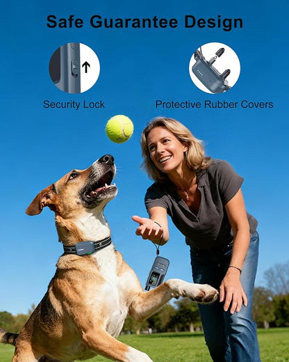 Jugbow Dog Shock Collar - 4500FT Dog Training Collar with Remote, IPX8 Waterproof Electric Dog Collar with 4 Training Modes, Security Lock, Rechargeable eCollar for 10-120lb Dogs(Light Blue)