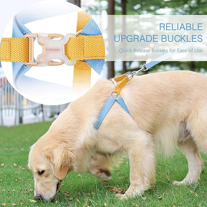 No Pull Dog Harness and Leash Set, Dog Collar, Step in Dog Halter Harness with Poop Bag Holder, Adjustable Lightweight Cotton Straps Suitable for Small Medium Large Dogs Outdoor Walking Running Hiking