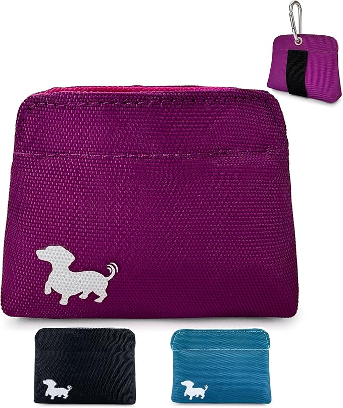 Extra Small Dog Treat Pouch – Slim Magnetic Pocket Dog Treat Bag for Walking & Training – Discreet Clip On Treat Pouch for Leash, Waistband or Pocket – Mess Free Storage (Pink)