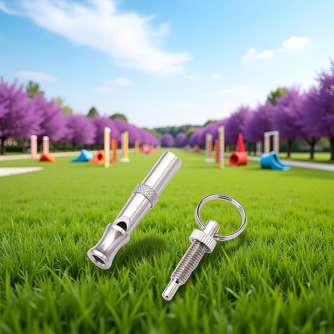 Jinshining Silver Adjustable Ultrasonic Dog Whistle,Portable Whistle Pet Whistle Supersonic Whistle Dog Whistles for Pet Training，Training and Behavior Aids，Dog Whistles