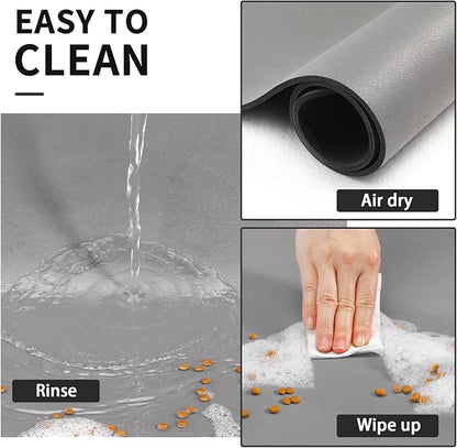 HotLive Dog Food Mat - Absorbent Cat Mat for Food and Water, No Stains Pet Feeding Bowl Mat, Easy to Clean Pet Placemats, Quick Dry Dog Water Dispenser Mat for Messy Drinkers | Grey 18"x 28"