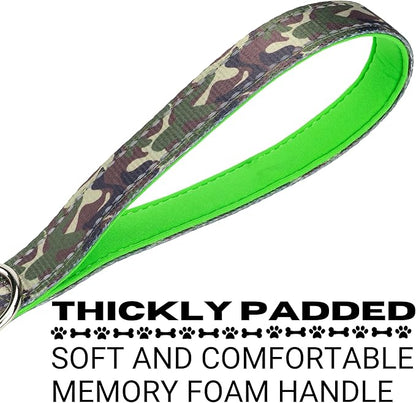 EcoBark Dog Leash - Soft & Reflective Comfort Leashes with Padded Handle - Safe, Strong, & Durable for Small, Medium or Large Dogs (Camo)