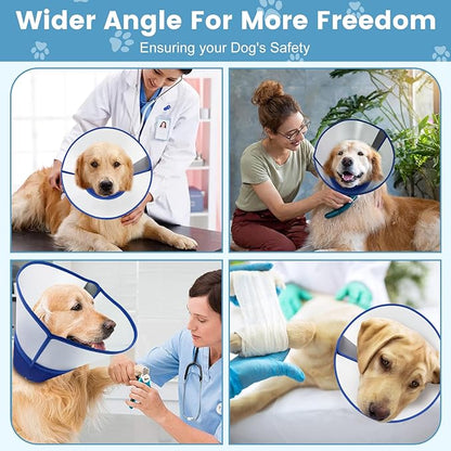 Soft Dog Cone Collar for Dogs to Stop Licking,Breathable Pet Recovery Collar with Enhanced Support Design, Adjustable Dog Cone Collar for Large & Medium Dogs (Blue, XXL（Depth：10.4 Neck：17.32-20.08”）)
