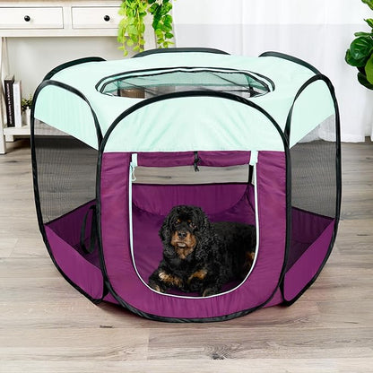 Furhaven Portable Pet Playpen for Dogs & Cats, Extra Large Indoor Kitten Playpen with Mesh Sides, Foldable Dog Playpen for Small Dogs, Pop Up Travel Dog Pen, X-Large, Pet Crate with Mesh Sides, Navy
