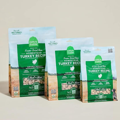 Open Farm, Freeze Dried Raw Dog Food, Morsels with 95% Meat, Organs & Bone, Organic Produce & Superfoods, Complete Meal or Freeze Dried Dog Food Topper, Turkey Recipe, 22oz Bag