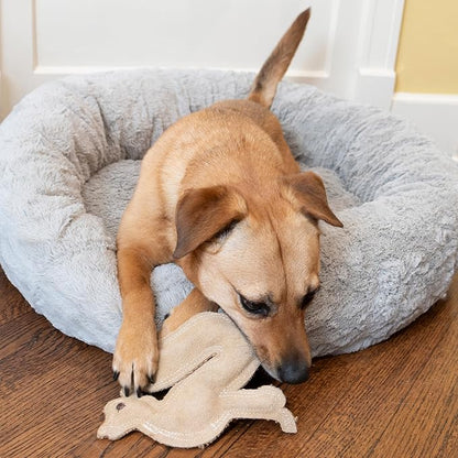 SPOT Dura-Fused Leather Fox Dog Toy – Real Leather & Jute Fabric, Double-Stitched & Durable, Squeaky Interactive Chew Toy for Moderate Chewers, Small & Medium Dogs, Soft Stuffed Fetch Toy, 7.5in