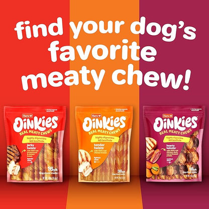Hartz Oinkies Smoked Twists with Naturally Smoked Pork Rawhide-Free Dog Treats,Highly Digestible Long Lasting Dog Chews,(Pack of 80)