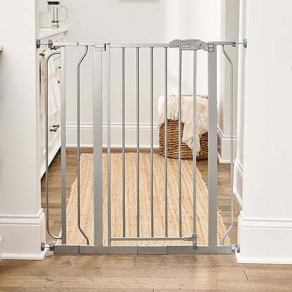 Regalo Safety 36” Extra Tall Baby Gate for Doorways & Bottom of Stairs, Pressure Mounted Baby Gate with Door for Babies, Toddlers & Pets, Tested & Safe, American Designed and Owned, Platinum