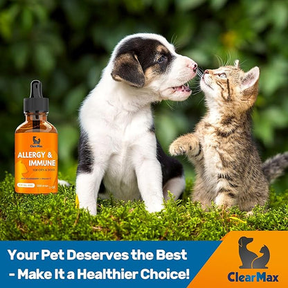 Dog Allergy Relief for Puppies & Adult Ones – Cat & Dog Itching Skin Relief Helps with Irritation & Supports General Well-Being – Cat Itchy Skin Treatment with Organic Composition – 2 Oz Bottle