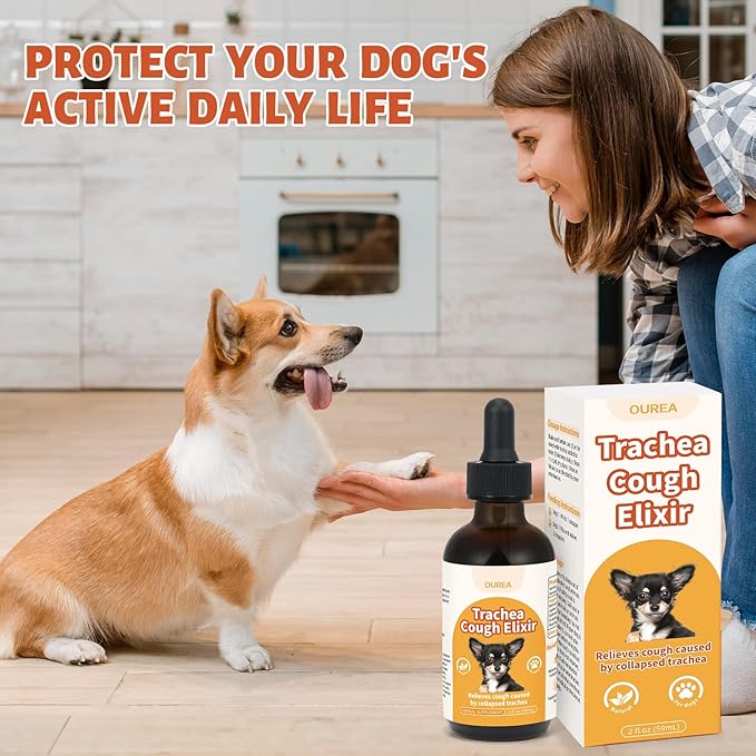 Collapsed Trachea Treatment for Dogs, Dog Cough Treatment, Trachea Cough Elixir, Natural Herbs Help Dogs Breathe Smoothly and Support Tracheal & Respiratory Health - 59mL