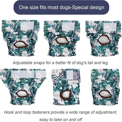 CuteBone Dog Diapers Female Washable Small Medium Large 3 Pack Reusable Doggie Diapers Puppy Period Pants for Doggy Heat Cycle Peeing