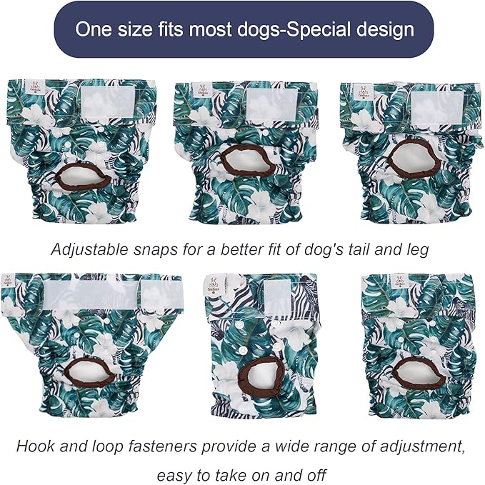 CuteBone Dog Diapers Female Washable Small Medium Large 3 Pack Reusable Doggie Diapers Puppy Period Pants for Doggy Heat Cycle Peeing