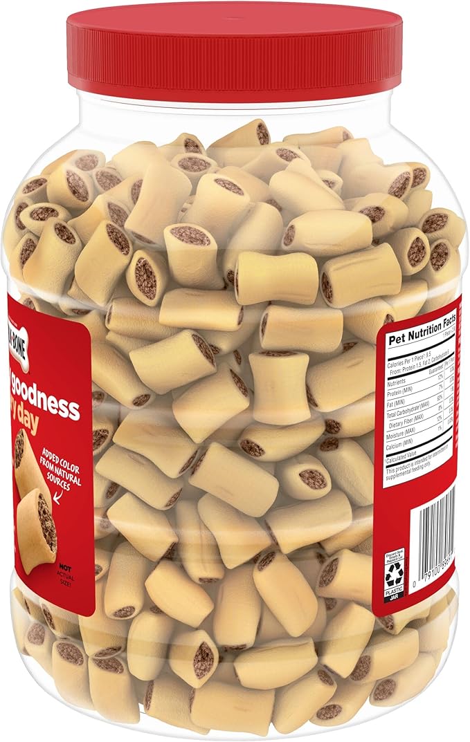 Milk-Bone MaroSnacks Peanut Butter Flavor (Artificially Flavored) Dog Treats with Real Bone Marrow, 40 Oz. Canister