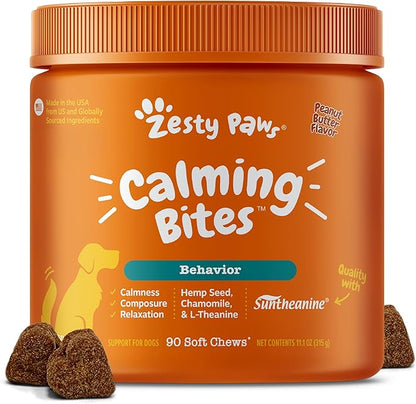 Zesty Paws Calming Chews for Dogs Composure & Relaxation for Everyday Stress & Separation Peanut Butter 90 Count