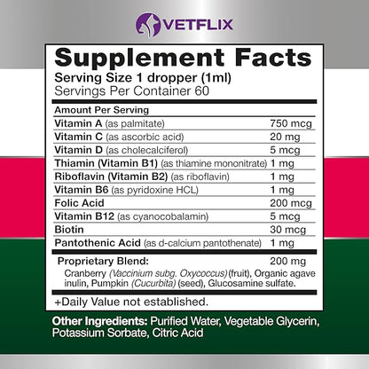 10 in 1 Pet Vitamins for Dogs, Cats, Puppies and Kittens - Made in USA - Glucosamine and Multivitamin Supplement - Joint, Immune and Skin Health Support - 2 Fl Oz