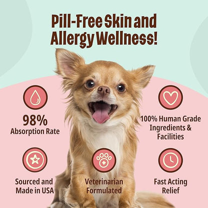 Licks Pill-Free Small Breed Dog Skin and Allergy - Omega 3 Dog Allergy Relief - Dog Vitamins & Supplements for Itch Relief - Turmeric Supplement for Dog Skin - Gel Packets - 30 Use
