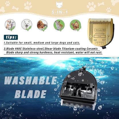 5-in-1 Replacement Clipper Blade, Detachable & Adjustable Dog Grooming Blade Compatible with Wahl Arco, Bravura, Chromado, Creativa, Figura, Motion & SuperGroom (Gold 2 Pack)