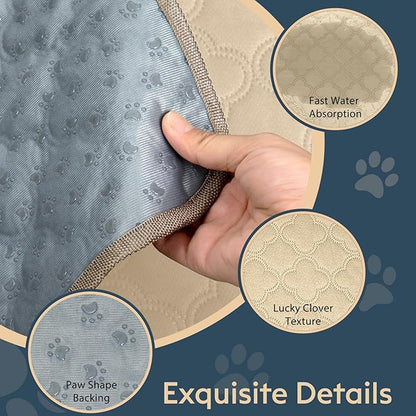 FunFurry Washable Pee Pads for Dogs - 2 Pack Reusable Waterproof Puppy Training Pads, Super Absorbent with Dog Paw Shape Non-Slip Backing (Cream, 41" X 41" - 2 Pack)