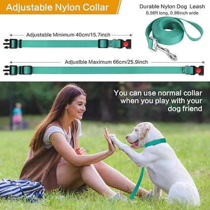 Prong Training Collar w/ Nylon Cover Comfort Tips & Quick Release Snap Buckle - Classic Collar & Leash for Small to Large Dogs, Teal, 3mm, 14-18'' Neck
