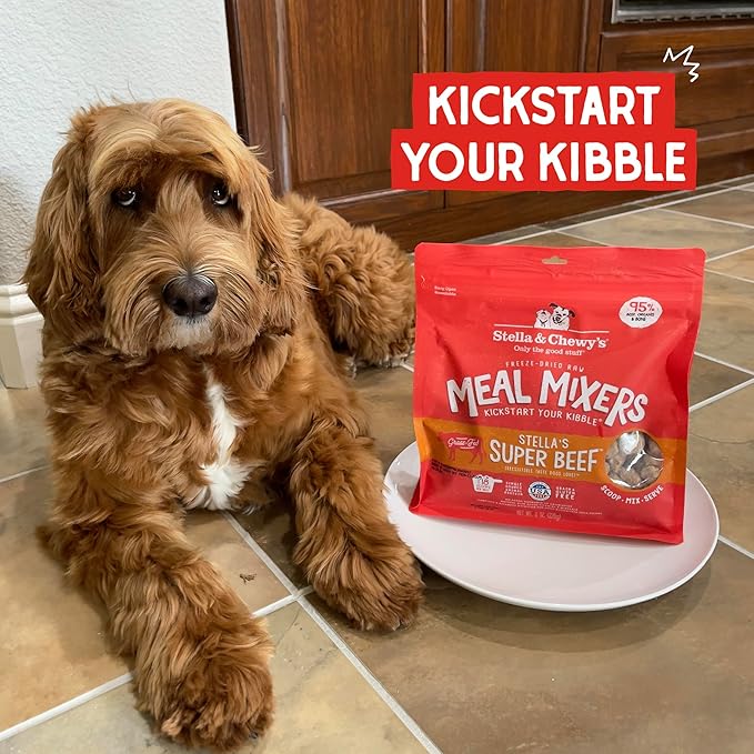 Stella & Chewy's Freeze-Dried Raw Beef Meal Mixers- Dog Food Topper and Mixer - Made with 95% Grass-Fed Beef, Organs & Bone - Perfect for Picky Eaters - Grain-Free - 1 oz (Pack of 6)