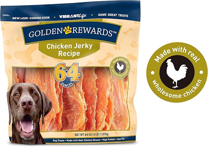Golden Rewards Jerky Recipe Dog Treats (Chicken Jerky, 64 oz, 1 Pack)