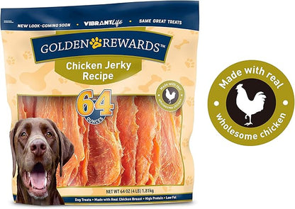 Golden Rewards Jerky Recipe Dog Treats (Chicken Jerky, 64 oz, 1 Pack)