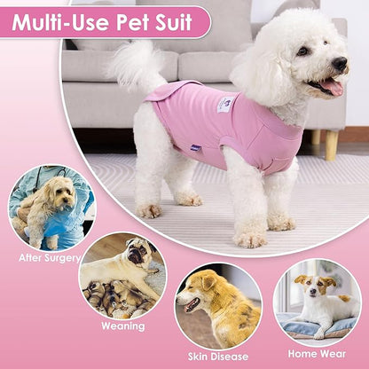 cyeollo 2pack Surgery Recovery Suit for Dogs Cats Soft Breathable Female Male Pet Bodysuit After Surgery for Spay, Neuter, Surgical Recovery Onesie Shirt for Small Dogs, Pink & Purple, XS