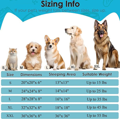 28in Large Dog Bed, Medium Size Dog and Cats, Calming Donut Bed for Puppy and Kitten, Washable Round Fluffy Pet Bed (Light Blue)