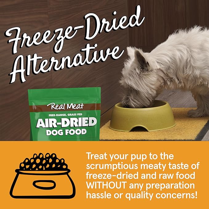 TRMC Real Meat Air Dried Dog Food w/Real Beef - 2lb Bag of USA-Crafted Grain-Free Real Meat Dog Food Sourced from Hormone-Free, Free-Range, Grass-Fed Beef - Digestible, All Natural, High Protein Beef