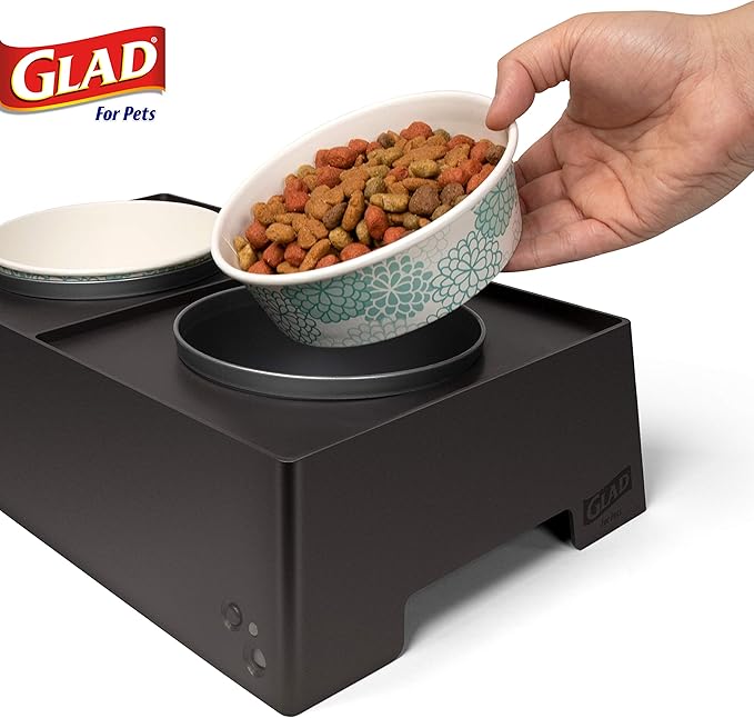 Glad for Pets Smart Cycle Adjustable Feeding Station System | Elevated Dog Bowl Inserts With 3 Height Options for Dogs | Includes 4 Disposable Dog Bowls