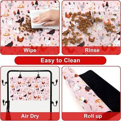 Dog Food Mats for Floors Waterproof Mat for Cat Food and Water Bowls - Absorbent Quick Dry Non Slip Mat for Pet Feeding