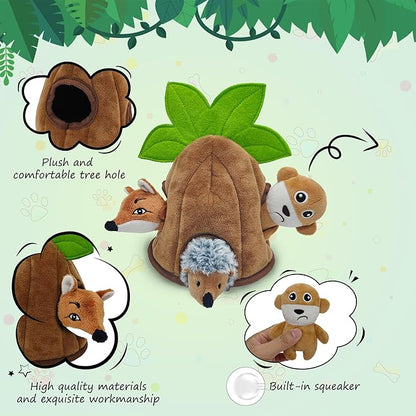 Squeaky Dog Toys, Stuffed Large Dog Toys to Keep Them Busy, Interactive Plush Chew Toys with Crinkle Paper, Tough Pet Animal Toys for Small Medium Large (4 Pack)