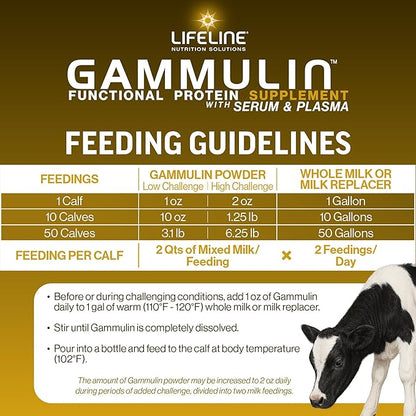 ANNUSO LIFELINE Gammulin Immune & Intestinal Support for Calves, 10lb Pail - Functional Protein Supplement for Days 2-15 - Mix with Milk or Milk Replacer - Vitamins, Minerals, Immune Support