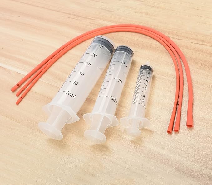Pet Feeding Supplies Kit-3 Pack Red Rubber Feeding Tube(8Fr, 10Fr, 14Fr) With 3 Pack 10/30/60 Ml Syringes For Lamb,Goat,Sheep,Puppy,Kitten Whelping Feeding Watering