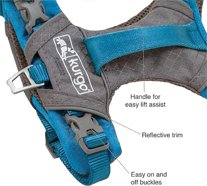 Kurgo Journey Air Dog Harness - Secure Fit for Active Dogs - Padded Chest - Lightweight Ripstop Fabric - Breathable Mesh - Reflective Trim - Back Assist Handle - Coral - Small