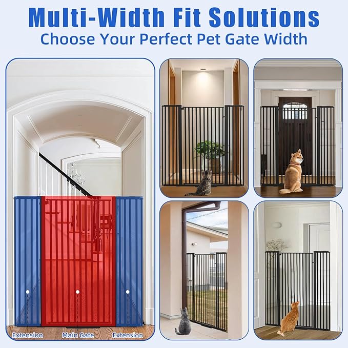 SHYUJAJIE 55 Inch Extra Tall Pet Gate for Cats,29.92"-48" Adjustable Wide Dog Gates,Pressure Mounted Walk Through Tall Pets Gate for Doorways,Hallway,Stairs(Black)