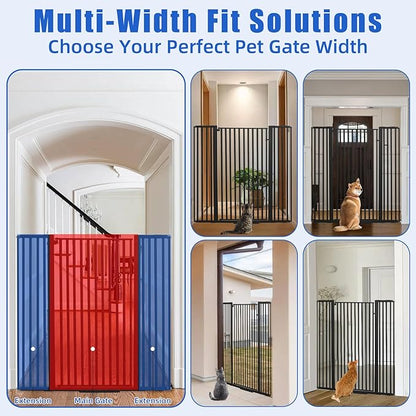 SHYUJAJIE 55 Inch Extra Tall Pet Gate for Cats,29.92"-48" Adjustable Wide Dog Gates,Pressure Mounted Walk Through Tall Pets Gate for Doorways,Hallway,Stairs(Black)