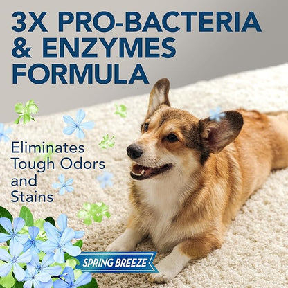 Simple Solution Stain & Odor Eliminator for Pets, Carpet Deodorizer, Enzyme Pet Odor Eliminator for Home, Stain Remover for Cat & Dog Pee, Urine Destroyer, Carpet Cleaner Spray, Spring Breeze, 32 oz