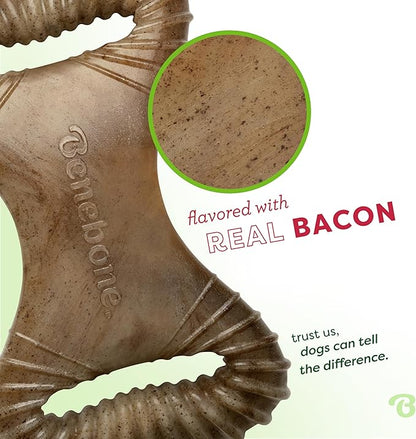 Benebone Dental Durable Dog Chew Toy for Aggressive Chewers, Real Bacon, Made in USA, Medium