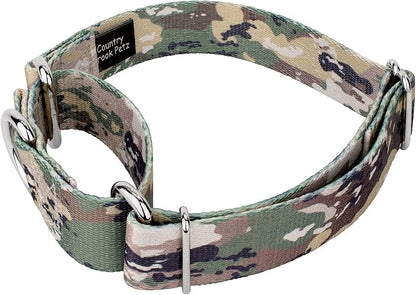 Country Brook Petz - Mountain Viper Camo Martingale Dog Collar and Leash - Camouflage Collection Featuring Rugged Designs (1/2 Inch, 2XS)